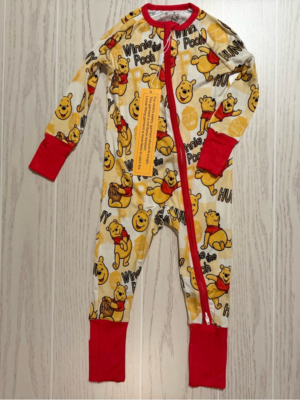 Yaritza Boutique Bamboo Sleeper 12-18M Unisex Winnie Pooh 2 Way Zip Pajamas NWT